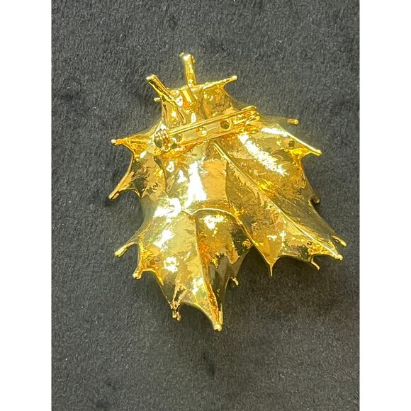 Gold-Plated Dipped Golden Leaf Brooch/Pin -Vintage - Picture 5 of 5